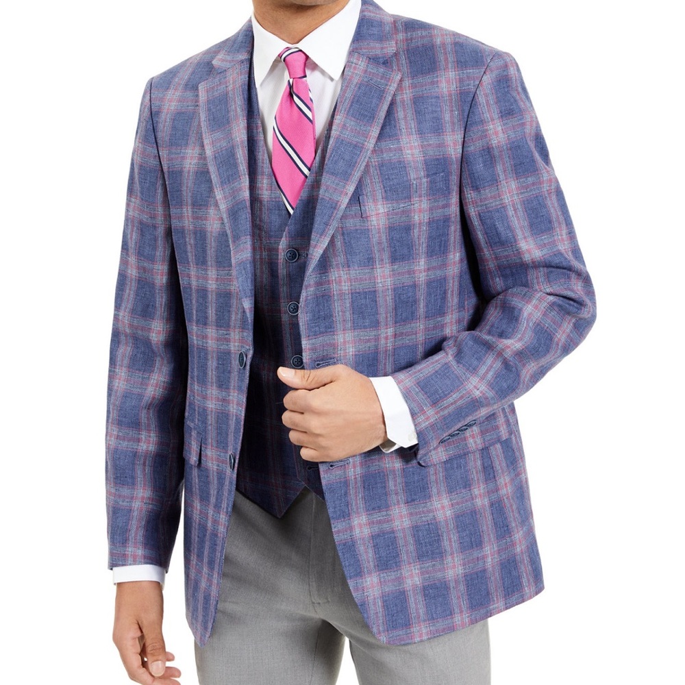 38R Tommy Hilfiger Sports Coat Modern Fit Blue Red